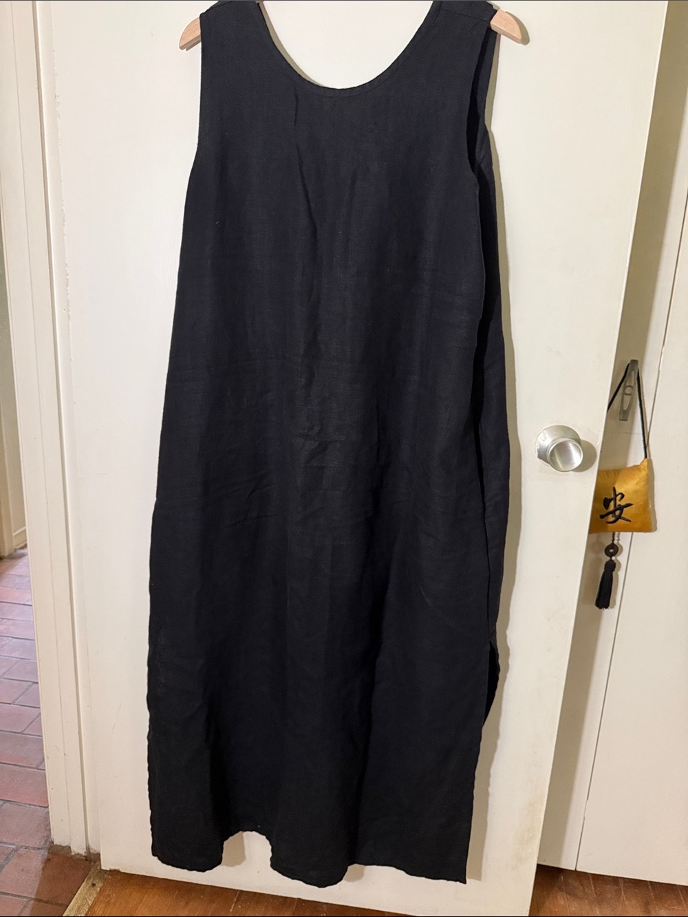 Flax Black Linen Sleeveless Maxi Dress-Skirt